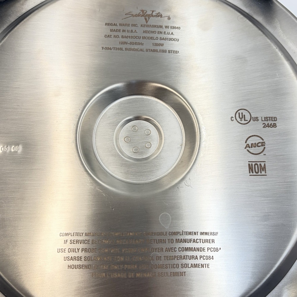 Saladmaster Electric Skillet 12" T-304/T316L Stainless Steel Oil Core SA012OCU - Picture 8 of 9